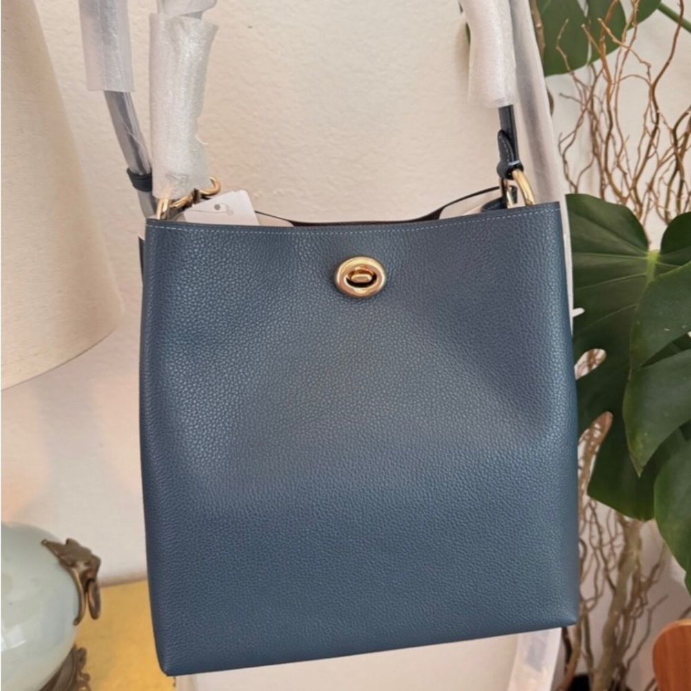 NWT Coach 55200 Pebble Leather Charlie Bucket Bag Gold/Peacock Shoulder Handbag